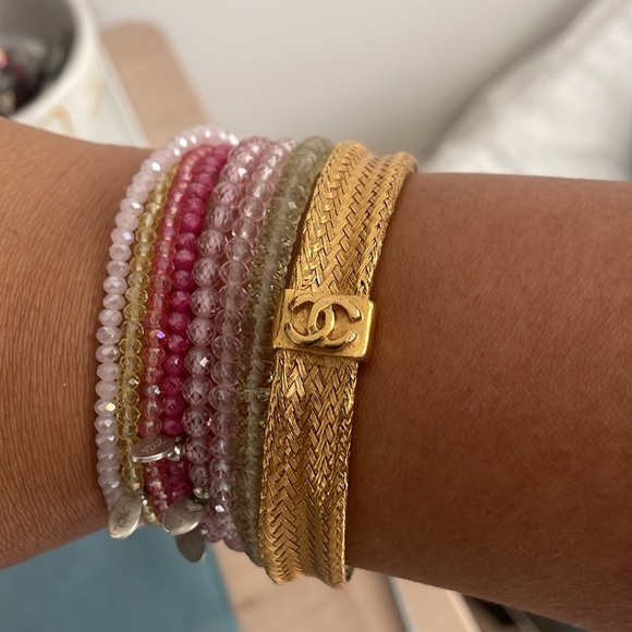 Gold Chanel CC 24k Woven Bangle 00A 2000 Vintage Y2K - Picture 12 of 15